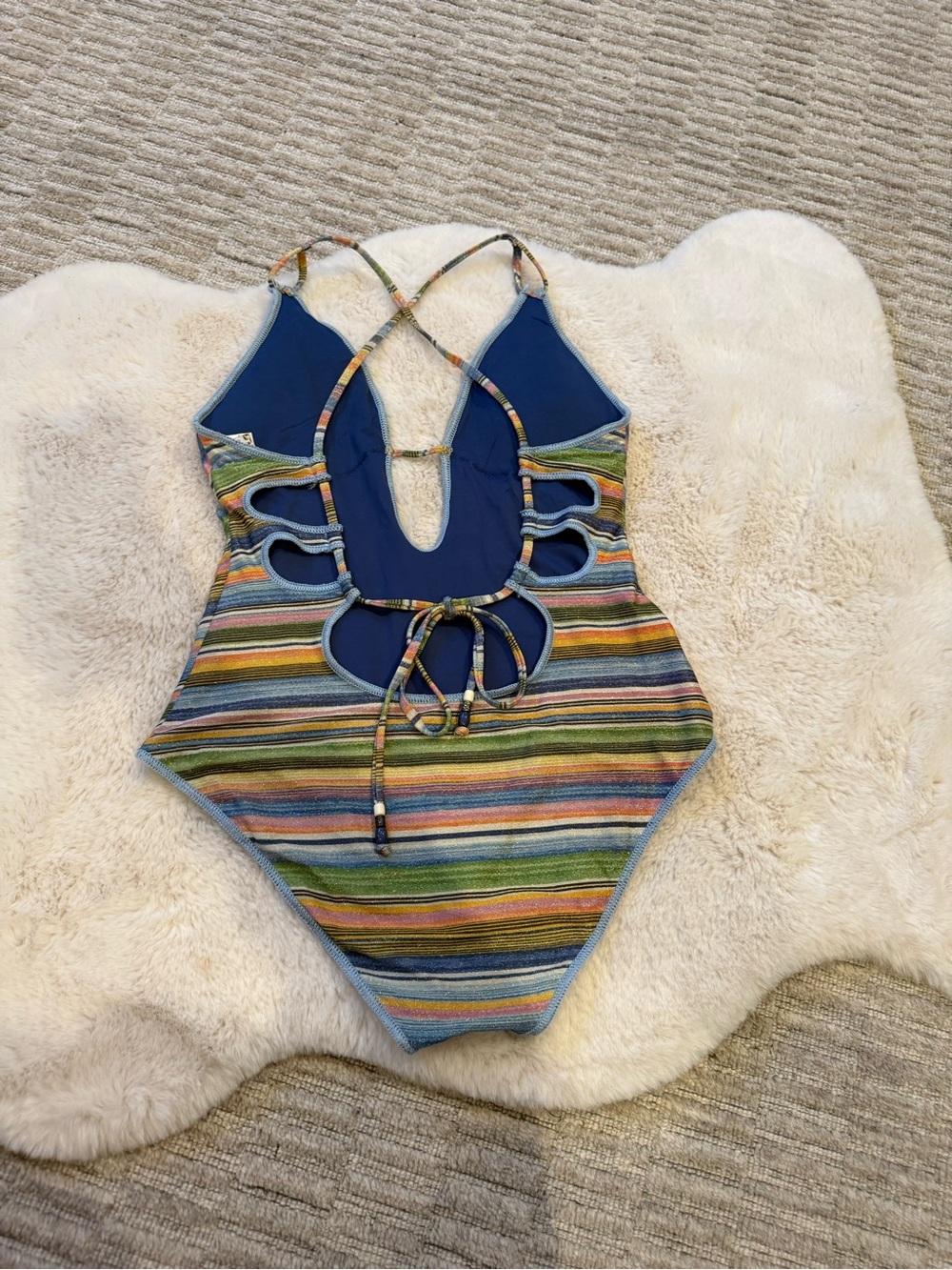 BECCA Blue Multicolor shimmer Strappy One-Piece Swim - Picture 6 of 9